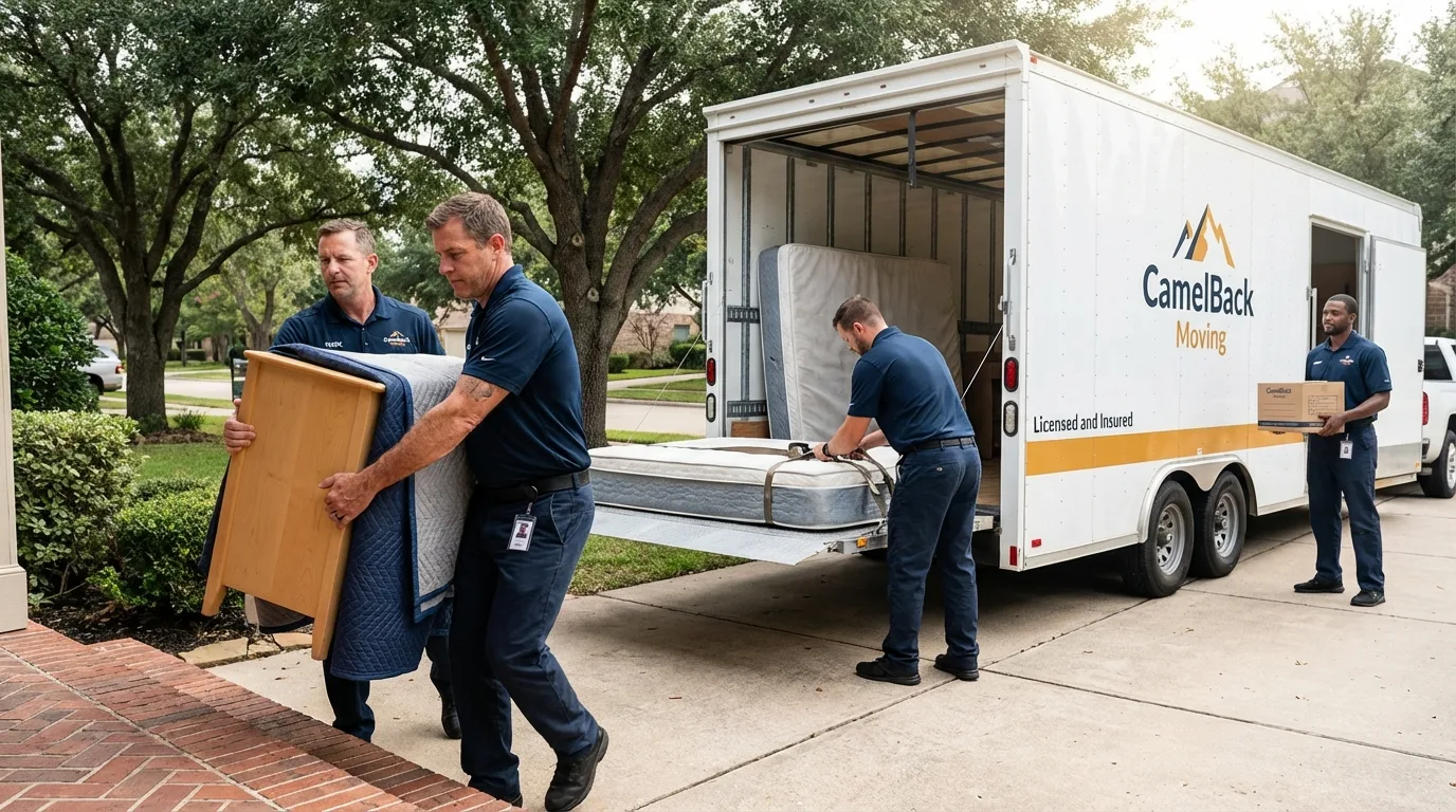 Crew loading residential truck for cross-state move from Sisseton, SD